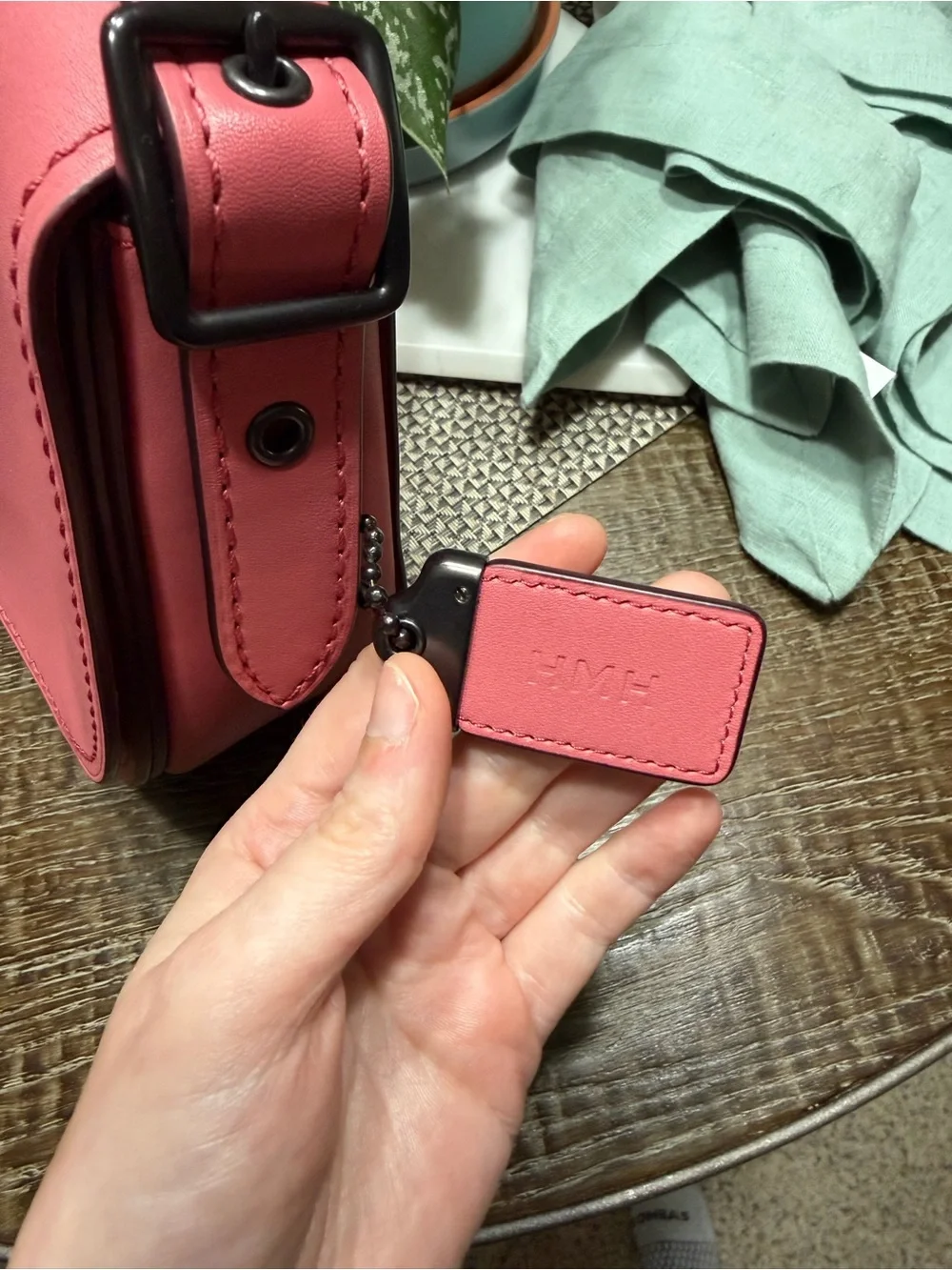 Coach Pink Leather Crossbody Saddle Bag